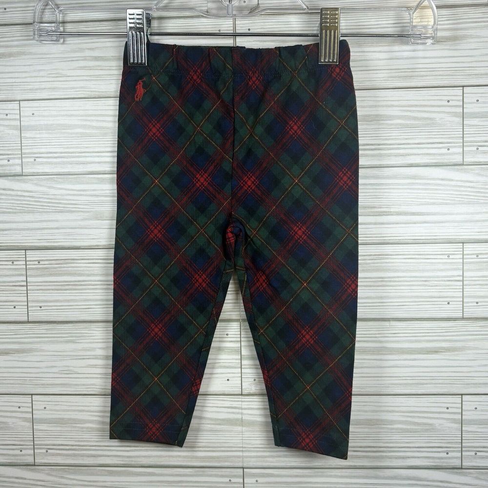 NWT‎ 2 Pair Polo Ralph Lauren Infant Sz 9 Mo Plaid Jersey Leggings Holiday Red